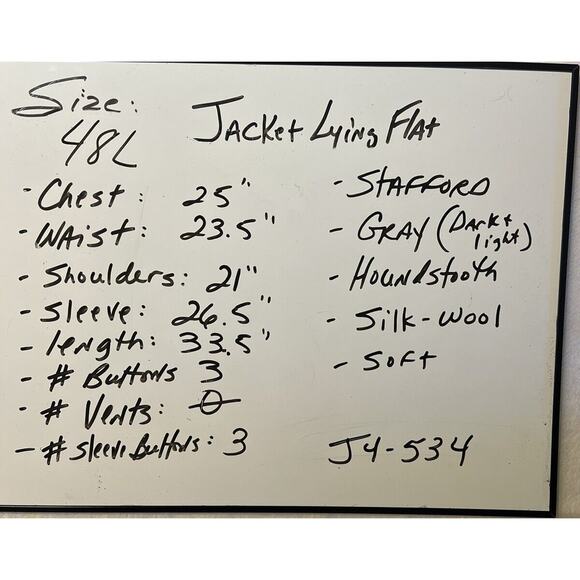 Stafford Signature 48L Silk Wool Houndstooth Soft Blazer Sport Suit Jacket - Picture 10 of 16